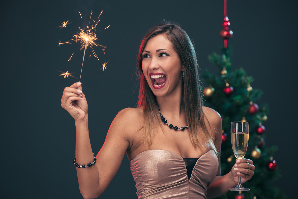 Women with breast augmentation celebrating New Years